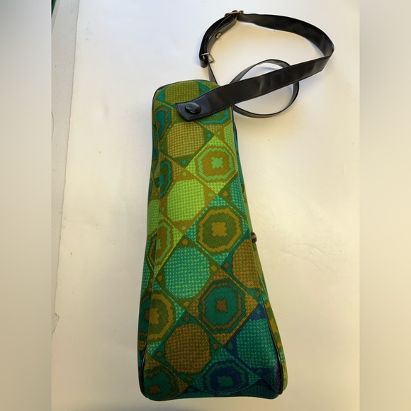 Vintage Shoulder Tote, OS, Blues/Greens, Zipper Closures, Shoulder Strap, - Picture 3 of 5